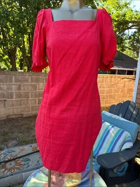 Draper James Berry Square-Neck Puff Sleeve Dress